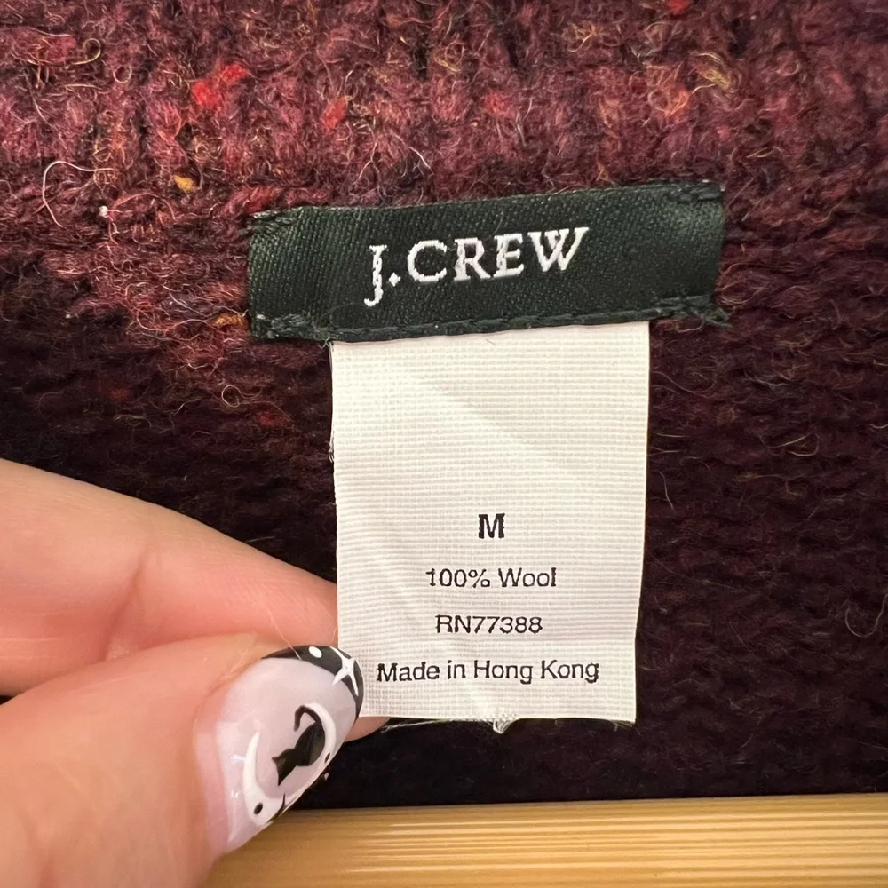 J.Crew Rich Burgundy 100% Wool Sweater Size M - Picture 8 of 9